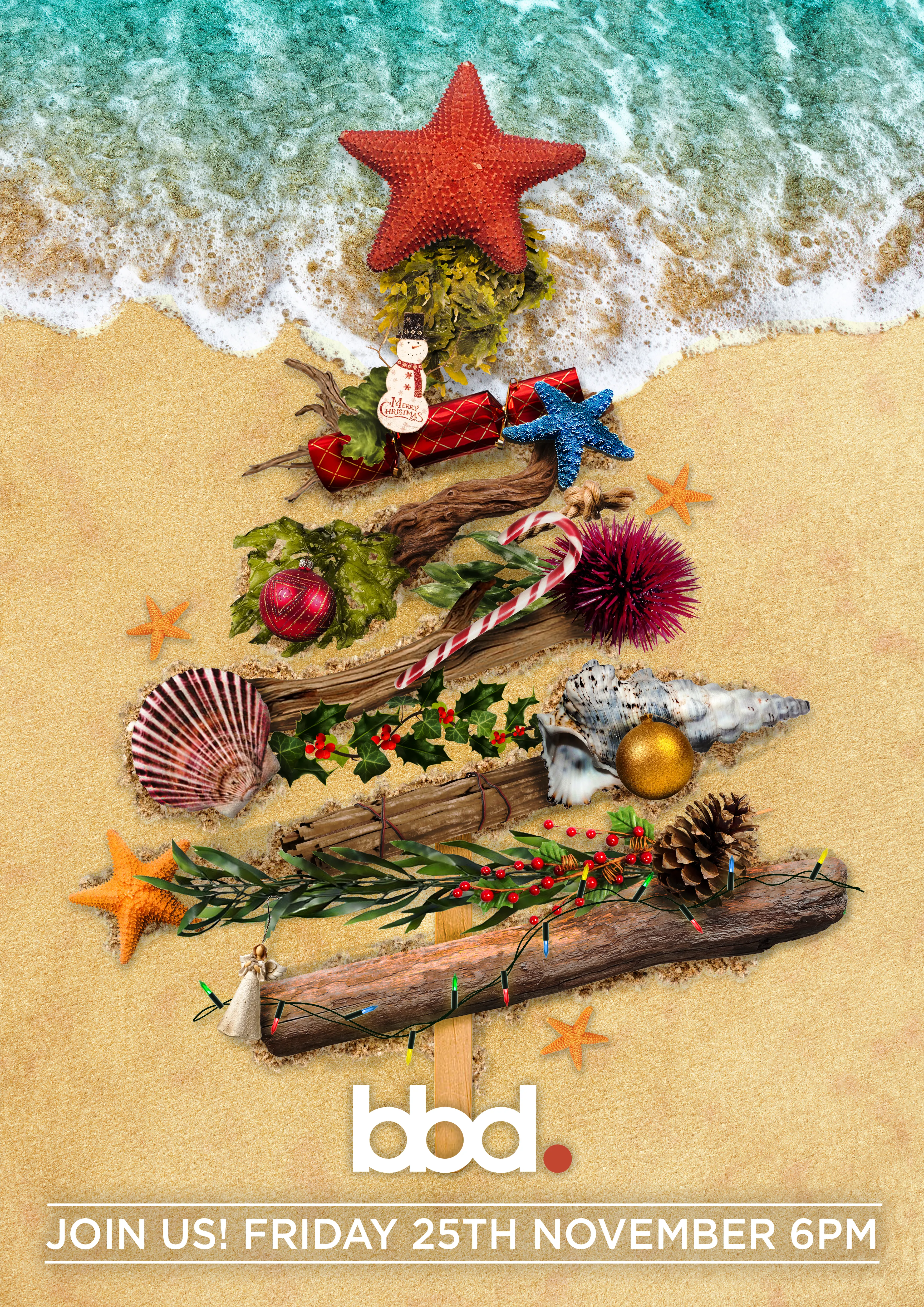 Christmas beach party poster